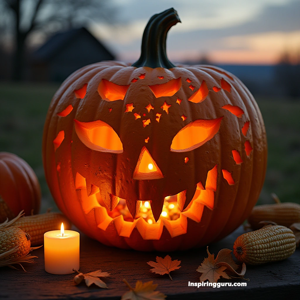 Abstract and watercolor pumpkin painting